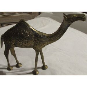 Brass vintage carved camel figurine statue